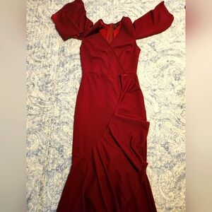 SHEIN Red Asymmetrical Wrap Dress with Flutter Sleeves